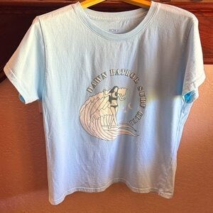 Roxy Light Blue Dawn Patrol Surf Club Graphic Beach Oversized Tee Women’s Large